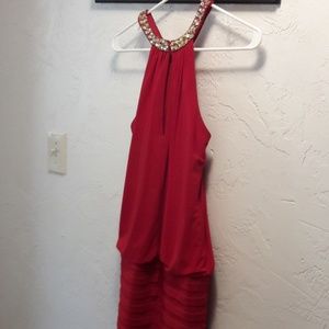Red holiday dress. Cach'e size 4